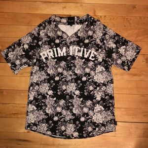 PacSun black and white floral baseball jersey